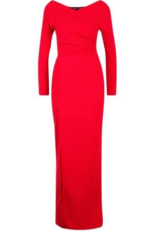 Boohoo Off The Shoulder Split Maxi Bridesmaid Dress