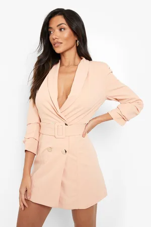 Boohoo Woven Tailored Belted Blazer Dress