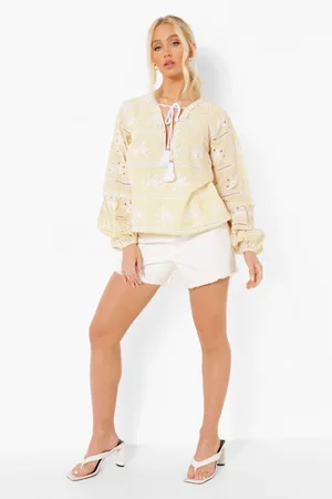 Boohoo Broderie Anglaise Tassle Blouse