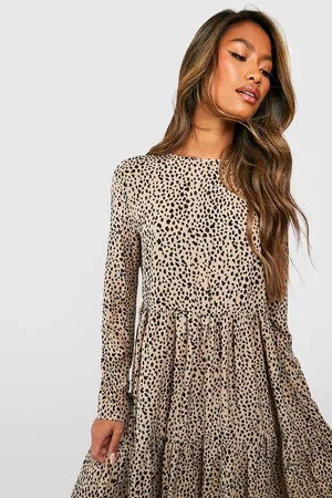 Boohoo Polka Dot Smock Dress