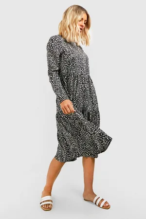 Boohoo Polka Dot Smock Dress
