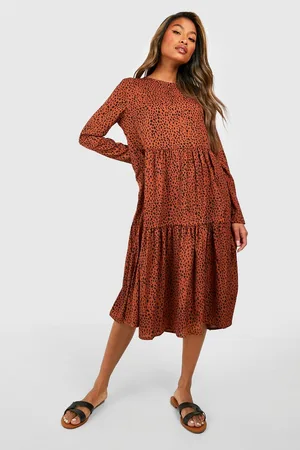 Boohoo Polka Dot Smock Dress