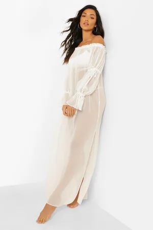 Boohoo Premium Bardot Beach Maxi Dress