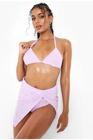 Boohoo Towelling Embossed High Split Beach Skirt