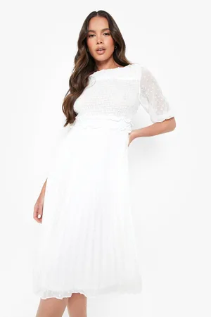 Boohoo Dobby Mesh Midi Smock Dress