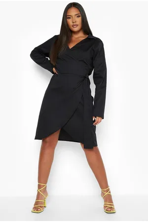 Boohoo Plus Woven Poplin Wrap Dress