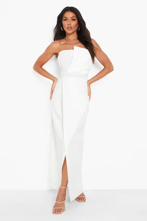 Boohoo Bandeau Wrap Detail Split Maxi Dress