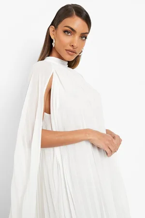 Boohoo Pleated Cape Swing Dress