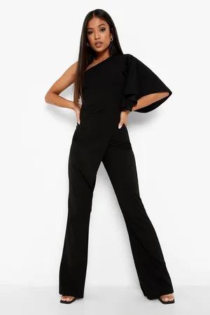 Boohoo Petite One Shoulder Wrap Jumpsuit