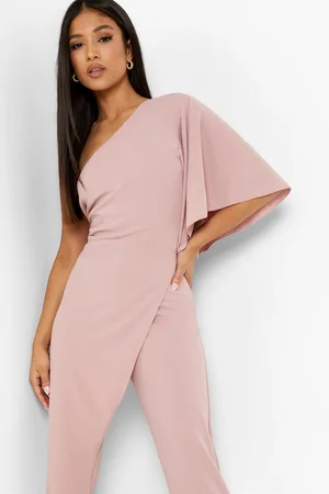 Boohoo Petite One Shoulder Wrap Jumpsuit