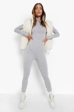 Boohoo Slogan Detail Zip Front Jumpsuit