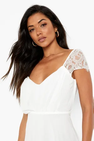 Boohoo Lace Midi Skater Bridesmaid Dress