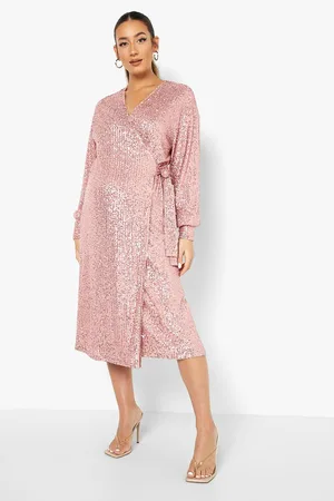 Boohoo Maternity Sequin Wrap Midi Dress
