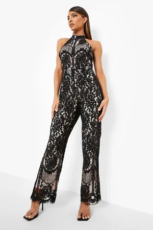 Boohoo Lace Halter Neck Sleeveless Jumpsuit
