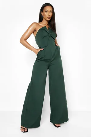 Boohoo Bandeau Tailored Wide Leg Jumpsuit