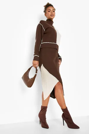 Boohoo Exposed Seam Asymmetric Knitted Co-ord