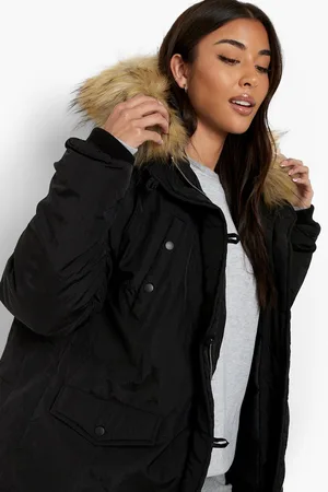 Boohoo Faux Fur Hooded Parka Coat
