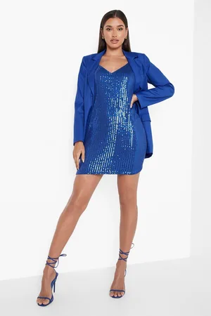 Boohoo Sequin Slip Party Dress And Blazer
