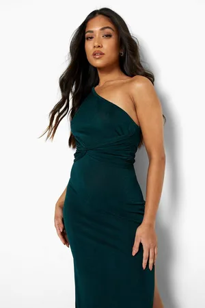 Boohoo Petite Twist Detail One Shoulder Maxi Dress