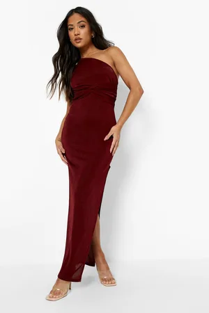 Boohoo Petite Twist Detail One Shoulder Maxi Dress