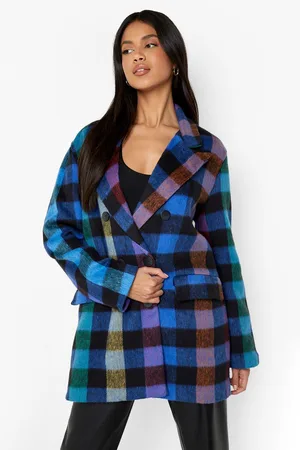 Boohoo Multi Check Wool Look Coat