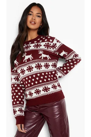 Boohoo Reindeer & Snowflake Christmas Jumper