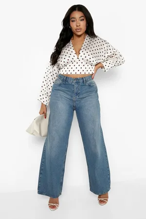 Boohoo Plus Polka Plunge Blouse