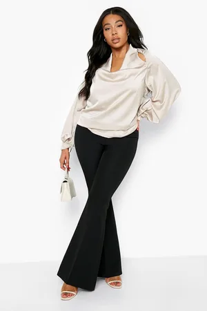 Boohoo Plus Cold Shoulder Cowl Neck Blouse