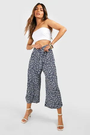 Boohoo Belted Floral Culotte Trousers