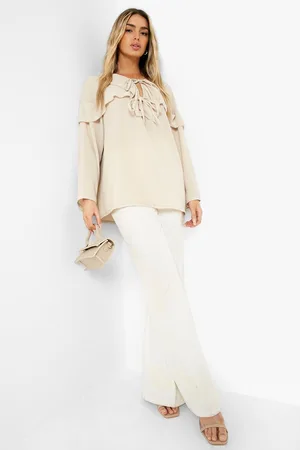 Boohoo Frill Tie Detail Oversized Blouse