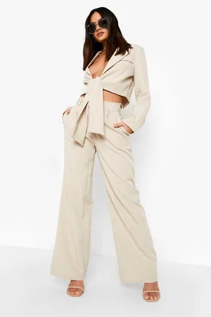 Boohoo Tie Front Woven Crop Blazer