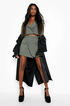 Boohoo Premium Marl Wrap Front Mini Skirt