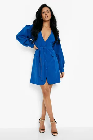 Boohoo Tall Volume Sleeve Belted Blazer Dress