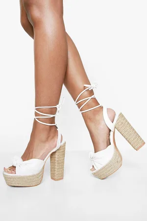 Boohoo Wrap Up Knot Detail Espadrille Heels