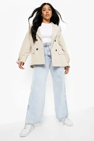 Boohoo Plus Tortoise Buckle Tie Waist Blazer