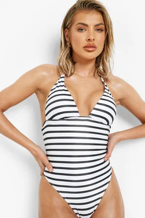 Boohoo Nautical Padded Halter Neck Recycled Swimsuit