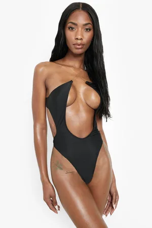 Boohoo Neon Clear Straps Cut Out Swimsuit