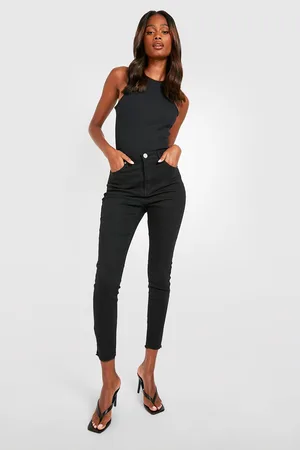 Boohoo Basics Frayed Hem Skinny Jeans