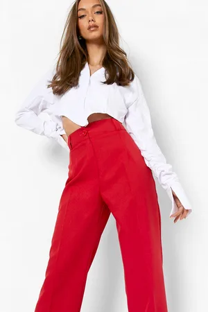 Boohoo High Waisted Pleated Wide Leg Work Trousers