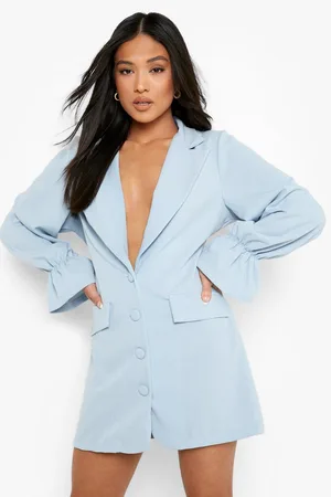 Boohoo Petite Flare Cuff Pocket Detail Blazer Dress