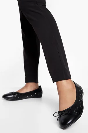Boohoo Quilted Studded Round Toe Ballet Flats