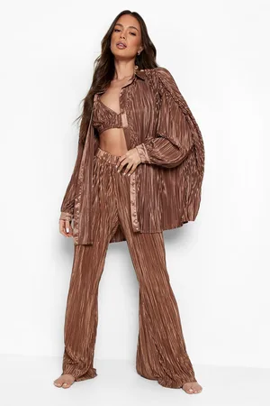 Boohoo Plisse Flared Trouser
