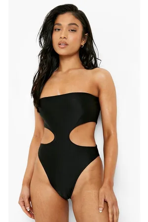 Boohoo Petite Bandeau Cut Out Swimsuit