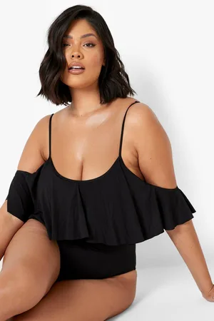 Boohoo Plus Drape Sleeve Swimsuit