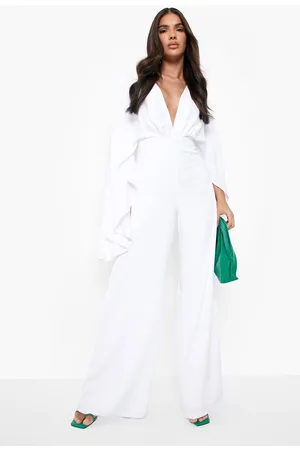 Boohoo Plunge Batwing Wide Leg Jumpsuit