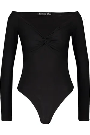 Boohoo Twist Front Off The Shoulder Bodysuit