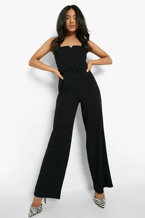 Boohoo Petite Notch Buckle Detail Scuba Jumpsuit
