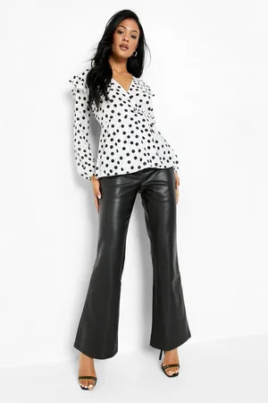 Boohoo Tall Polka Dot Frill Wrap Blouse