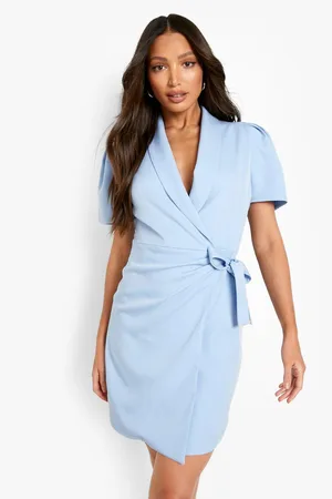 Boohoo Tall Short Sleeve Wrap Over Blazer Dress