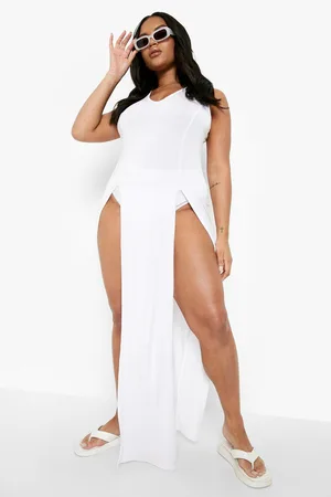 Boohoo Plus Jersey Split Front Beach Maxi Dress